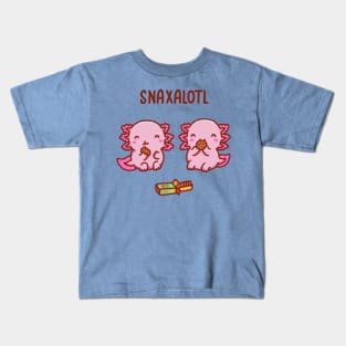 Cute axolotls snacking on some cookies, snaxalotl Kids T-Shirt